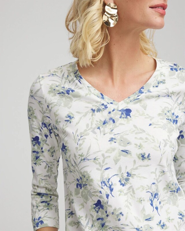 Floral Pima V-Neck Tee - image 4